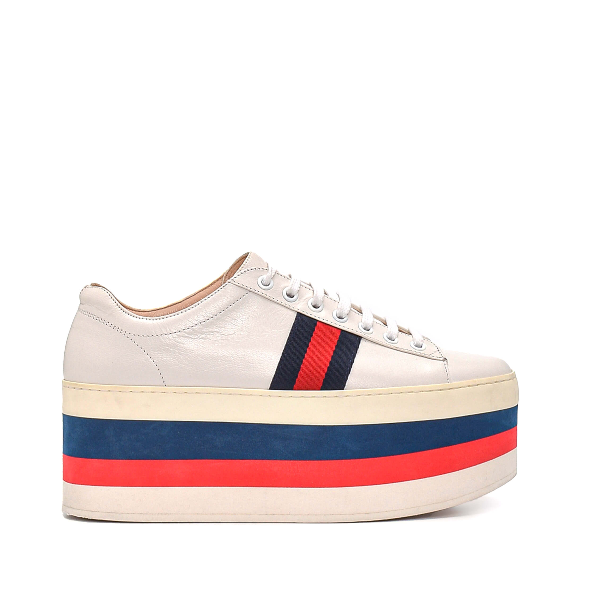 Gucci - White Blue&Red Striped Sneakers